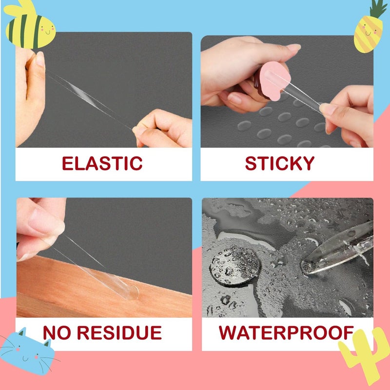 D-NYX Double Sided Tape Sticky Dot Removable Putty No Trace Clear Sticky Tack Waterproof Stickers for Festival Decoration Picture Hanging Museum Wax Gel, Earthquake Putty Hanging Strips Mounting Dots - Image 5